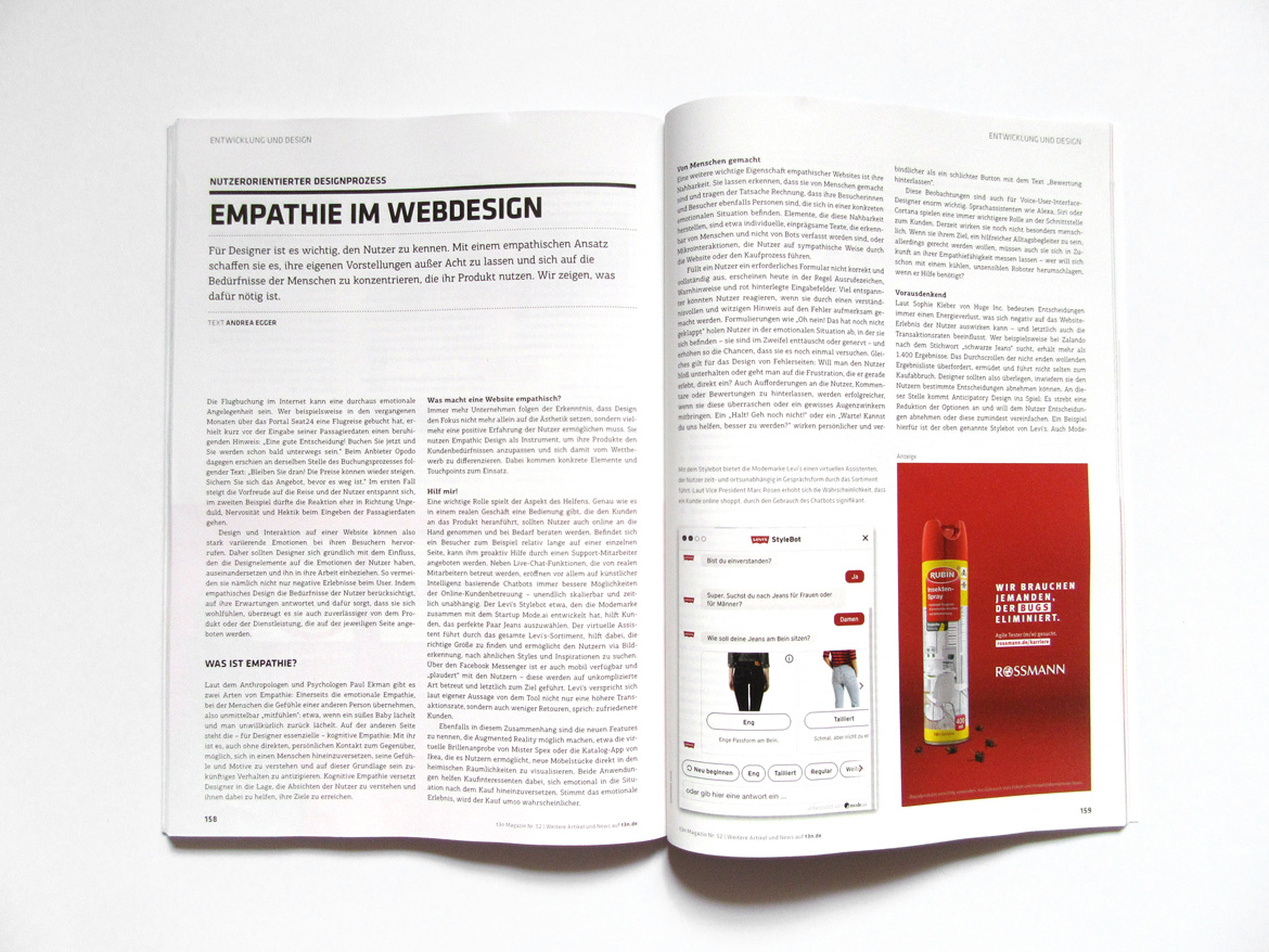 Egger Andrea Gastartikel t3n Magazin Ausgabe 52, 2018 Empathie im Webdesign