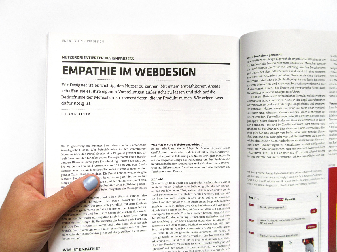 Egger Andrea Gastartikel t3n Magazin Ausgabe 52, 2018 Empathie im Webdesign